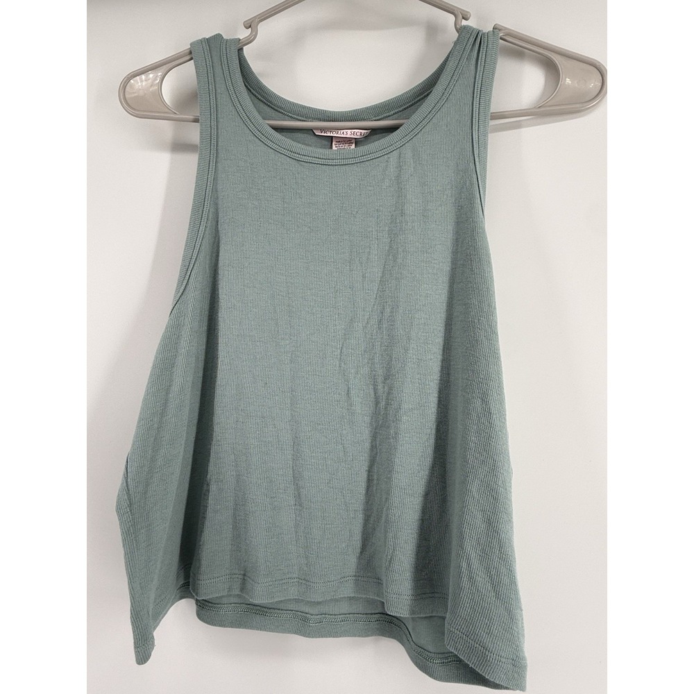 Victoria's Secret XL Crop Ribbed Modal Sleep/Lounge Tank Top Green Teal - Picture 10 of 10